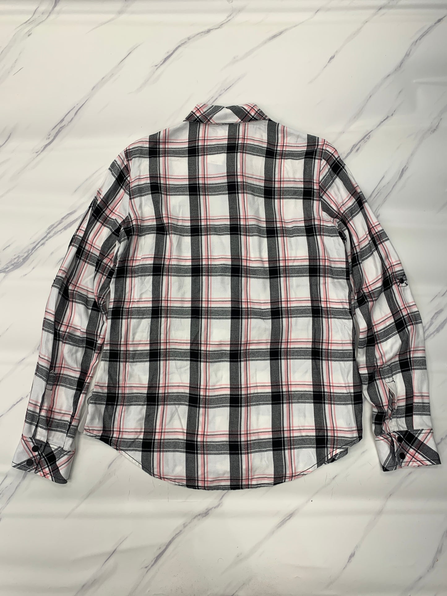 Top Long Sleeve By Sanctuary In Plaid Pattern, Size: M