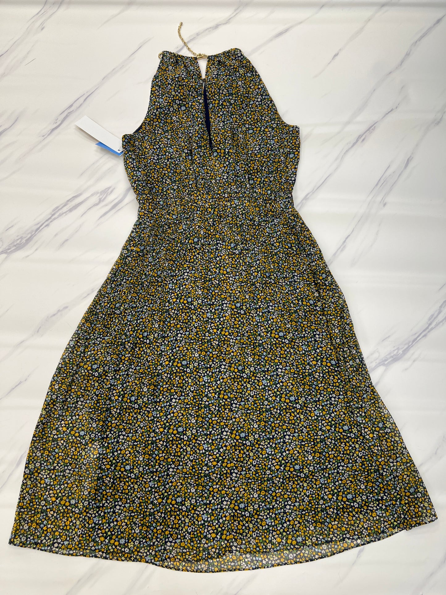 Dress Casual Midi By Michael By Michael Kors In Blue & Yellow, Size: 0