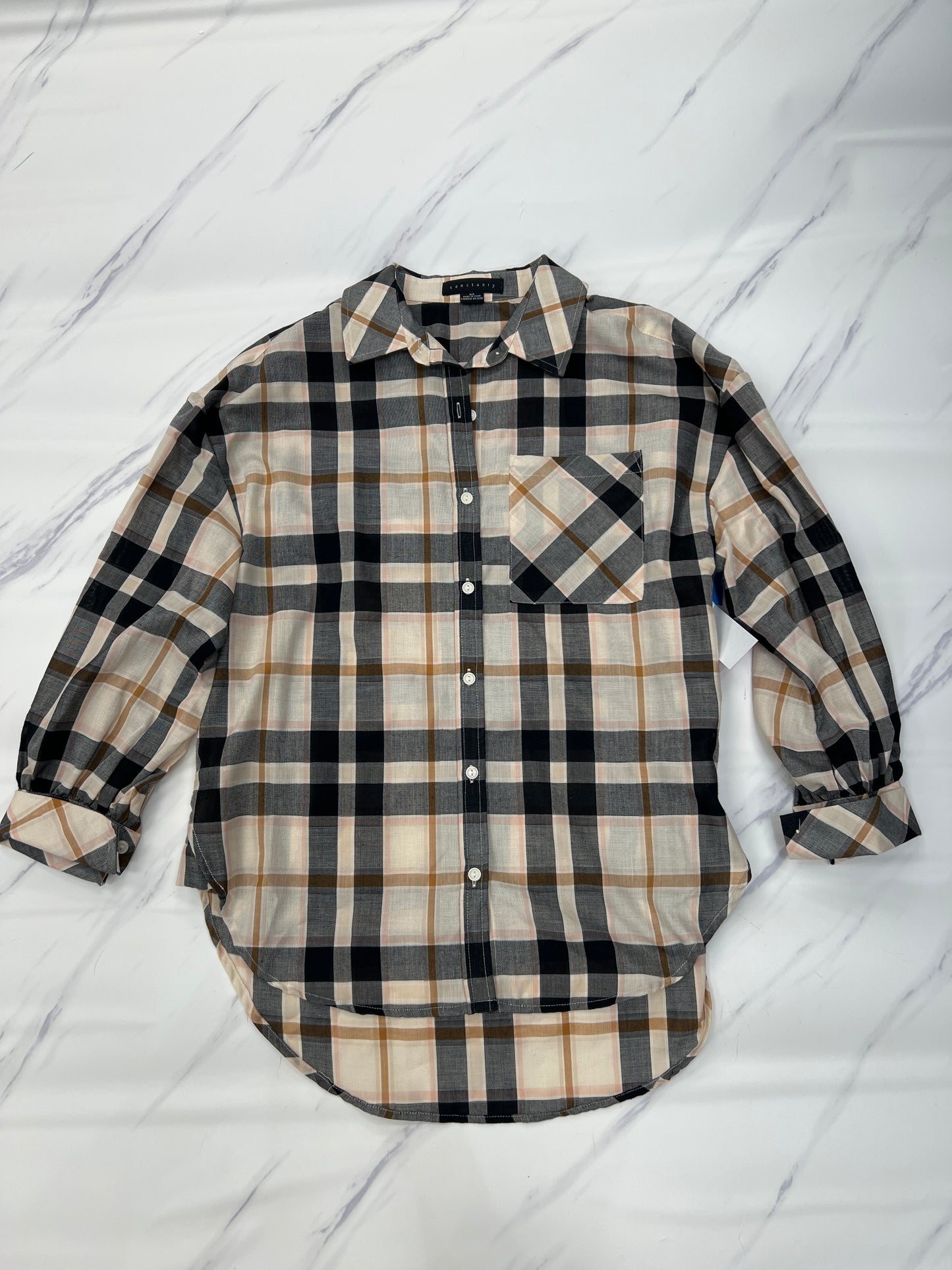 Top Long Sleeve By Sanctuary In Plaid Pattern, Size: Xs