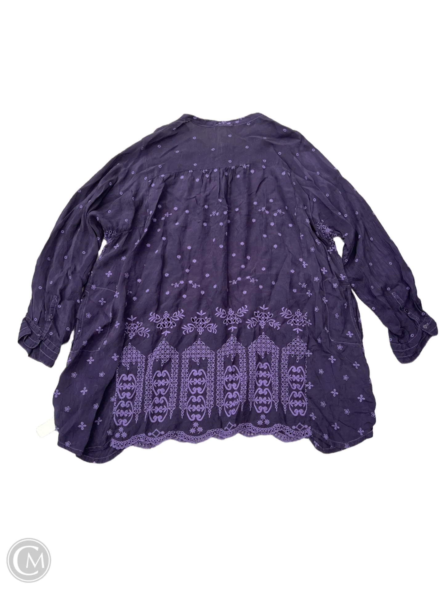 Tunic Long Sleeve By Johnny Was In Purple, Size: 1x