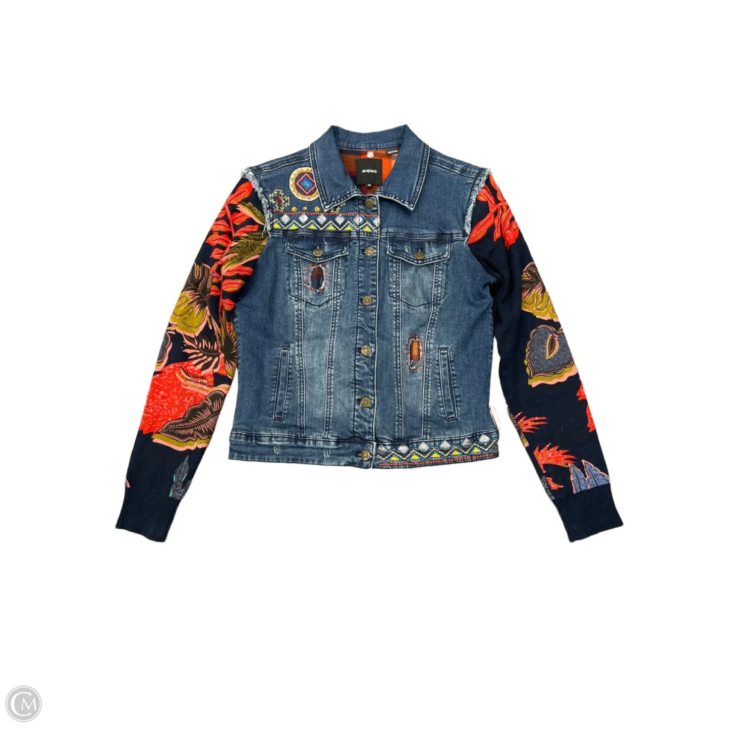 Jacket Denim By Desigual In Blue, Size: M