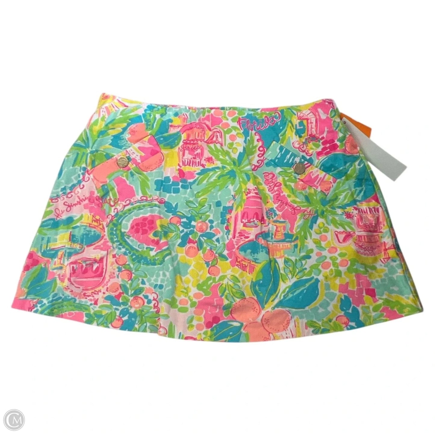 Skort Designer By Lilly Pulitzer In Green & Pink, Size: M