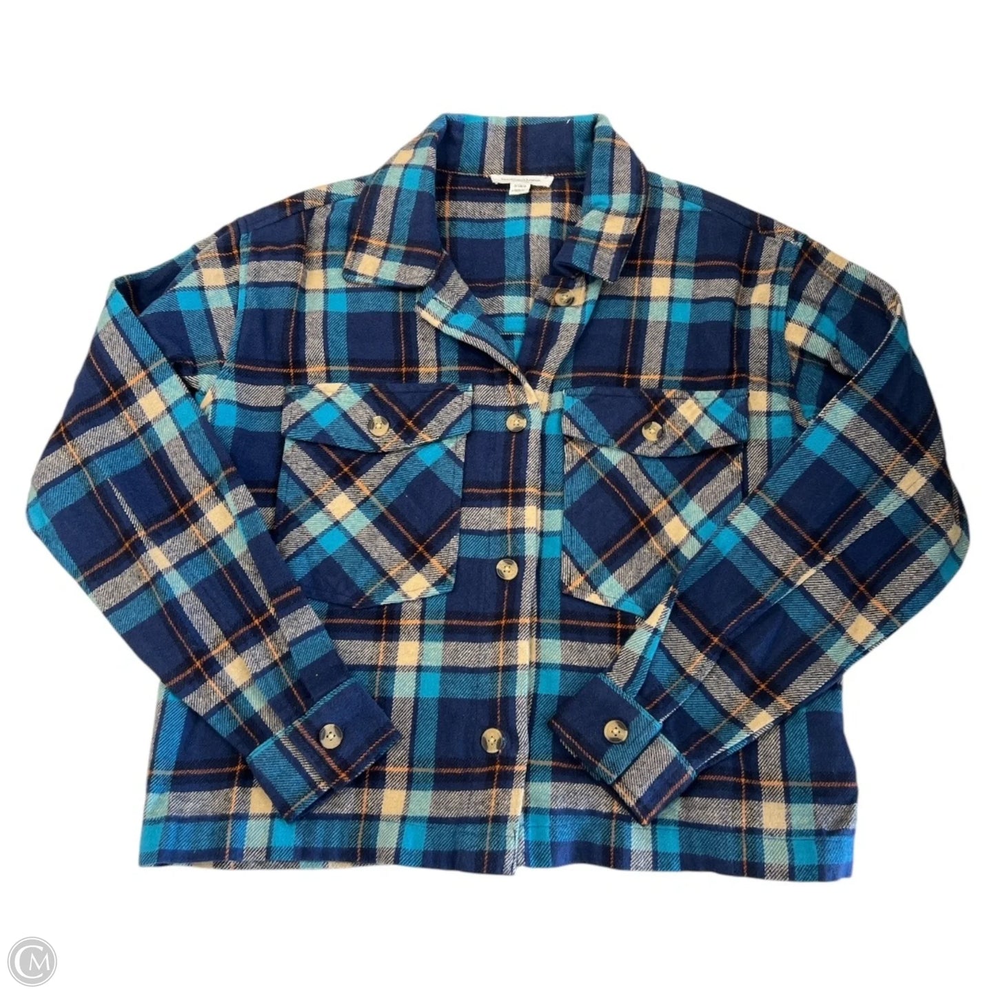 Jacket Shirt By Beachlunchlounge In Plaid Pattern, Size: S