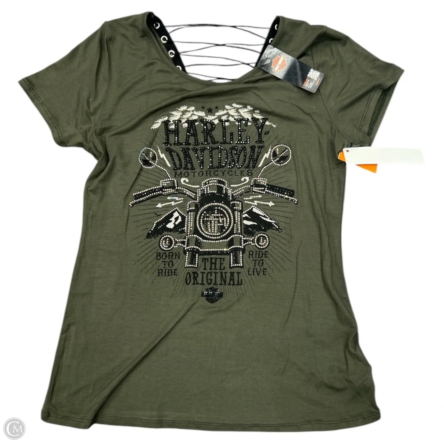 Top Short Sleeve By Harley Davidson In Green, Size: M