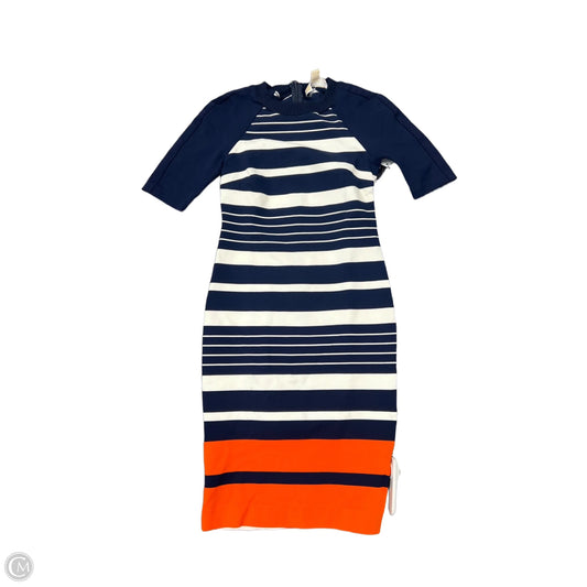 Dress Casual Midi By Michael By Michael Kors In Blue & Cream, Size: 0