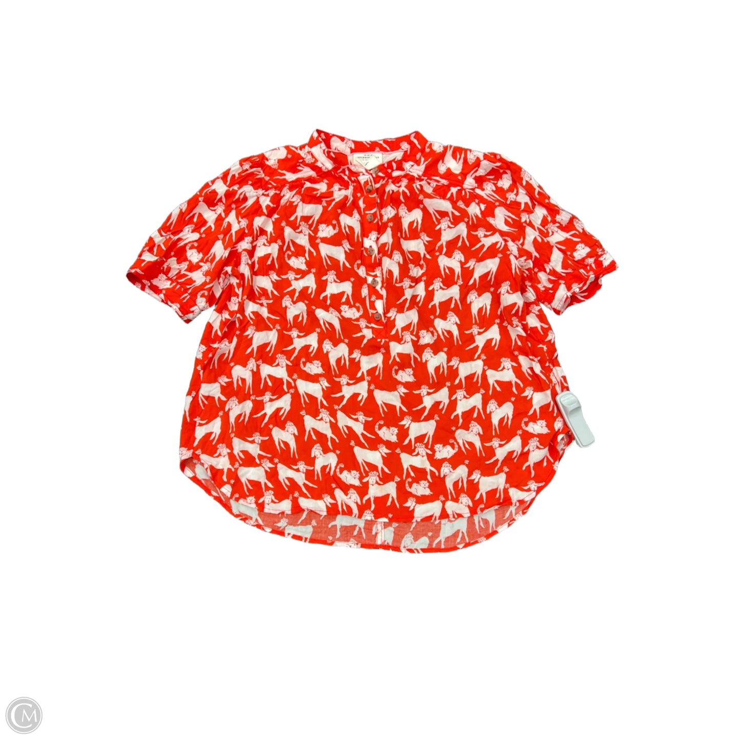 Top Short Sleeve By Anthropologie In Orange, Size: M