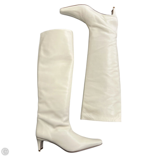 Boots Mid-calf Heels By Cma In Cream, Size: 8.5