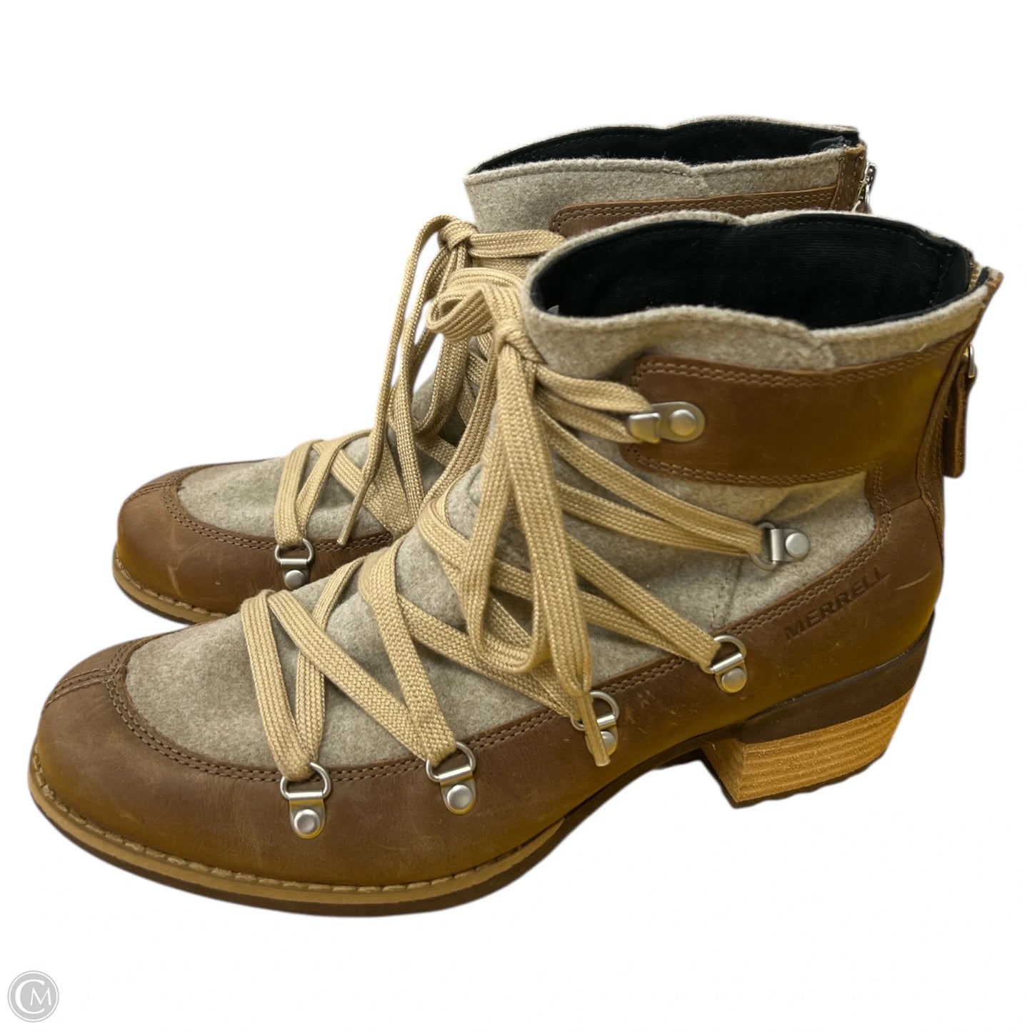 Boots Ankle Flats By Merrell In Tan, Size: 8