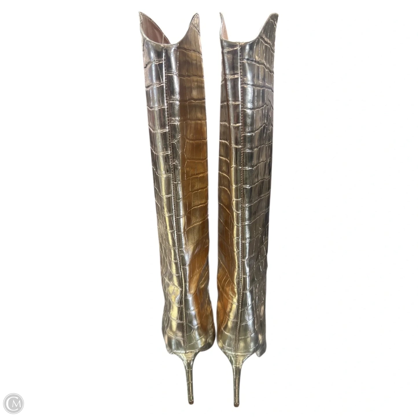 Boots Knee Heels By Cma In Gold, Size: 7.5
