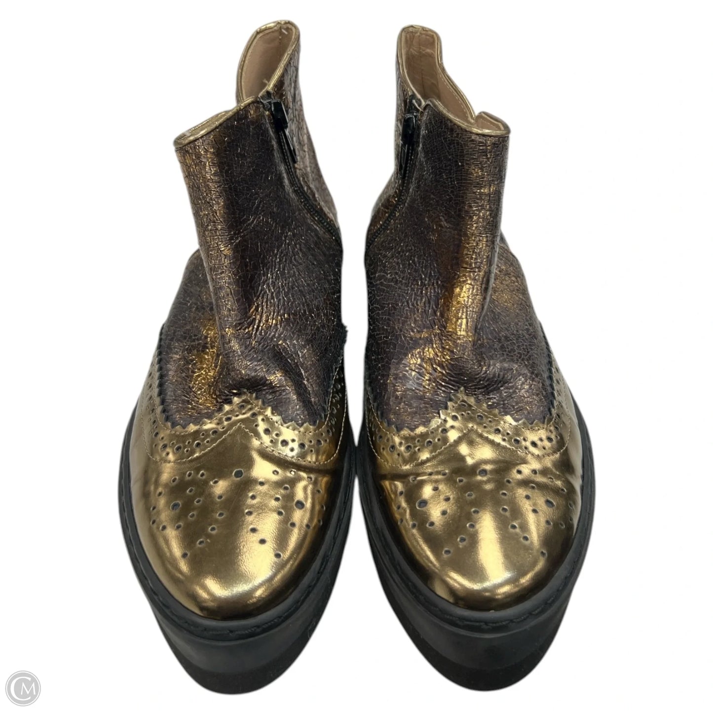 Boots Ankle Flats By Cma In Gold, Size: 8.5