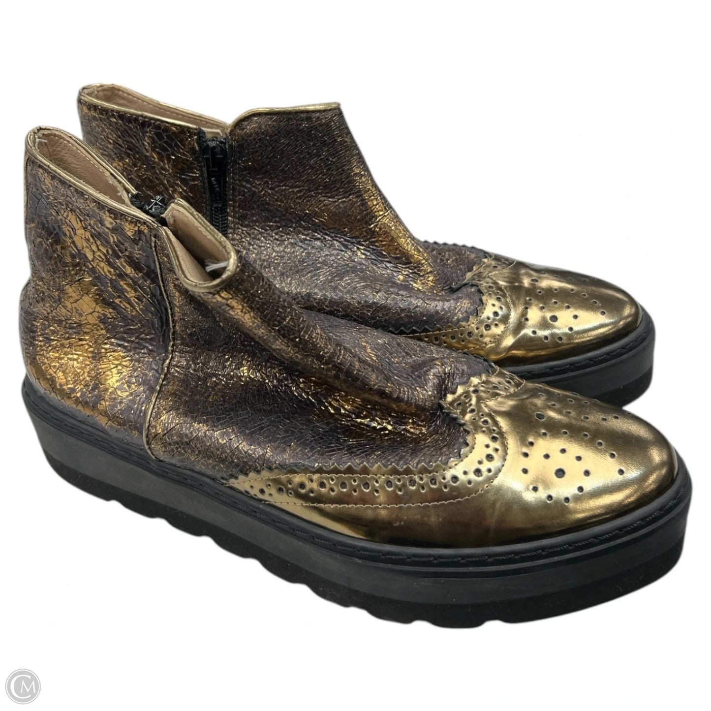 Boots Ankle Flats By Cma In Gold, Size: 8.5