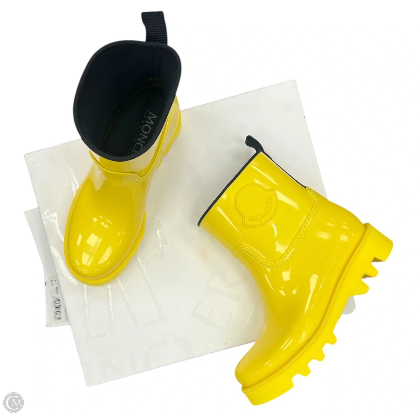 Boots Luxury Designer By Moncler In Yellow, Size: 7
