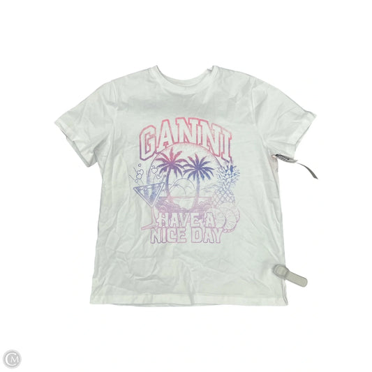 Top Short Sleeve Luxury Designer By Ganni In White, Size: S