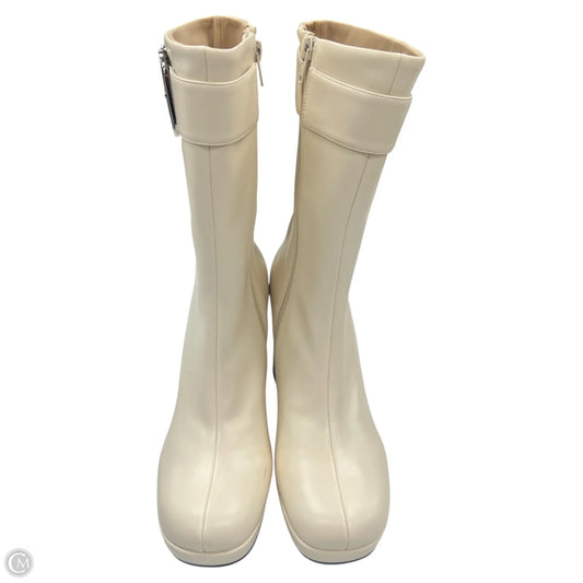 Boots Knee Heels By Jeffrey Campbell In Cream, Size: 8.5