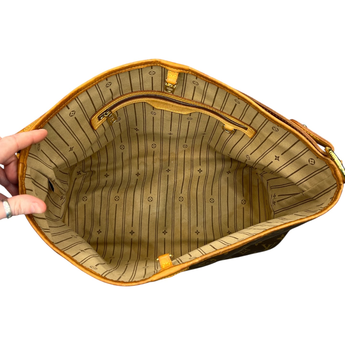 Handbag Luxury Designer By Louis Vuitton In Brown, Size:Large