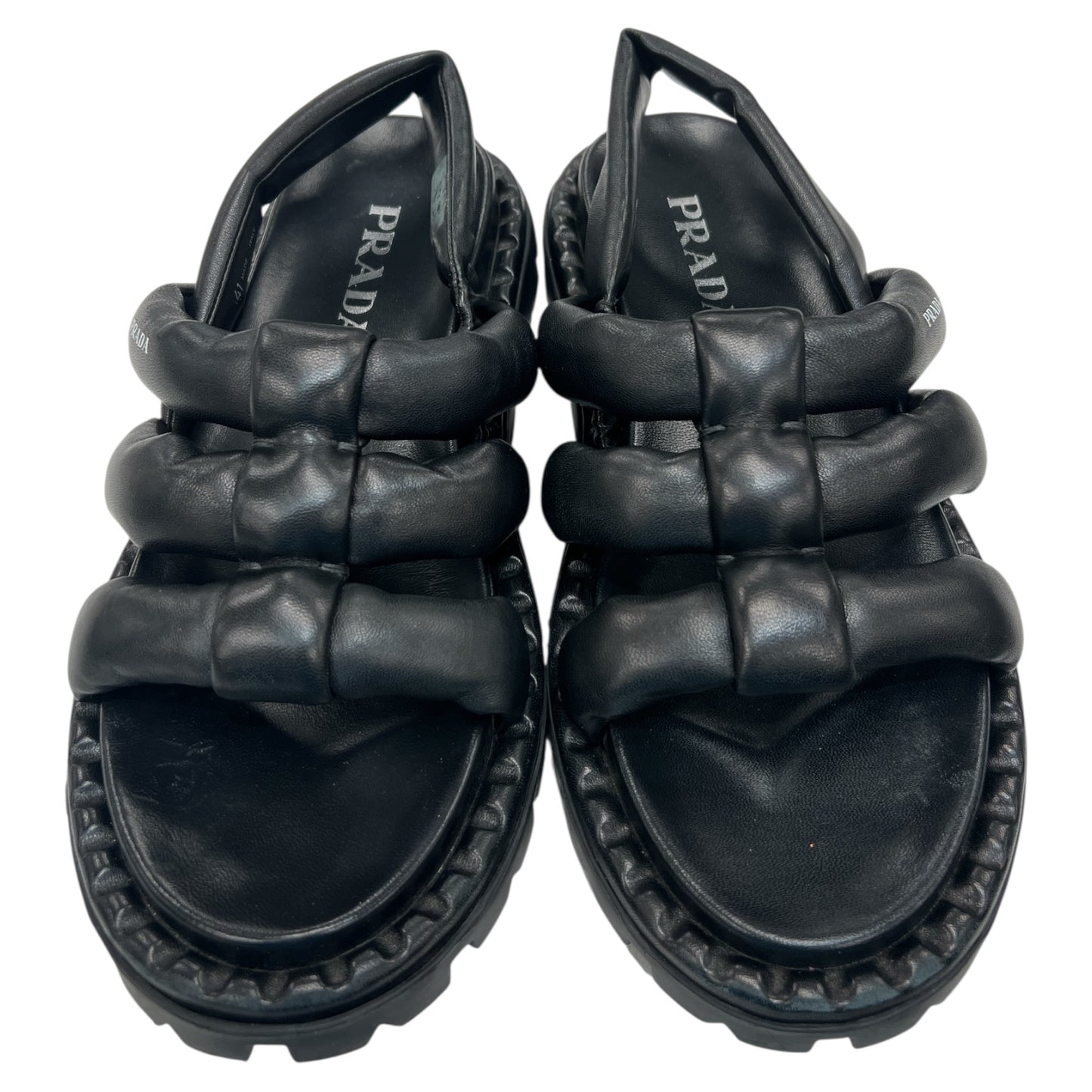 Sandals Luxury Designer By Prada In Black, Size:11