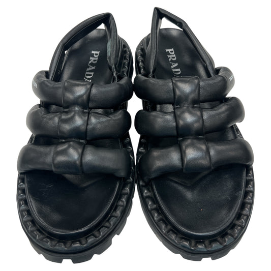Sandals Luxury Designer By Prada In Black, Size:11