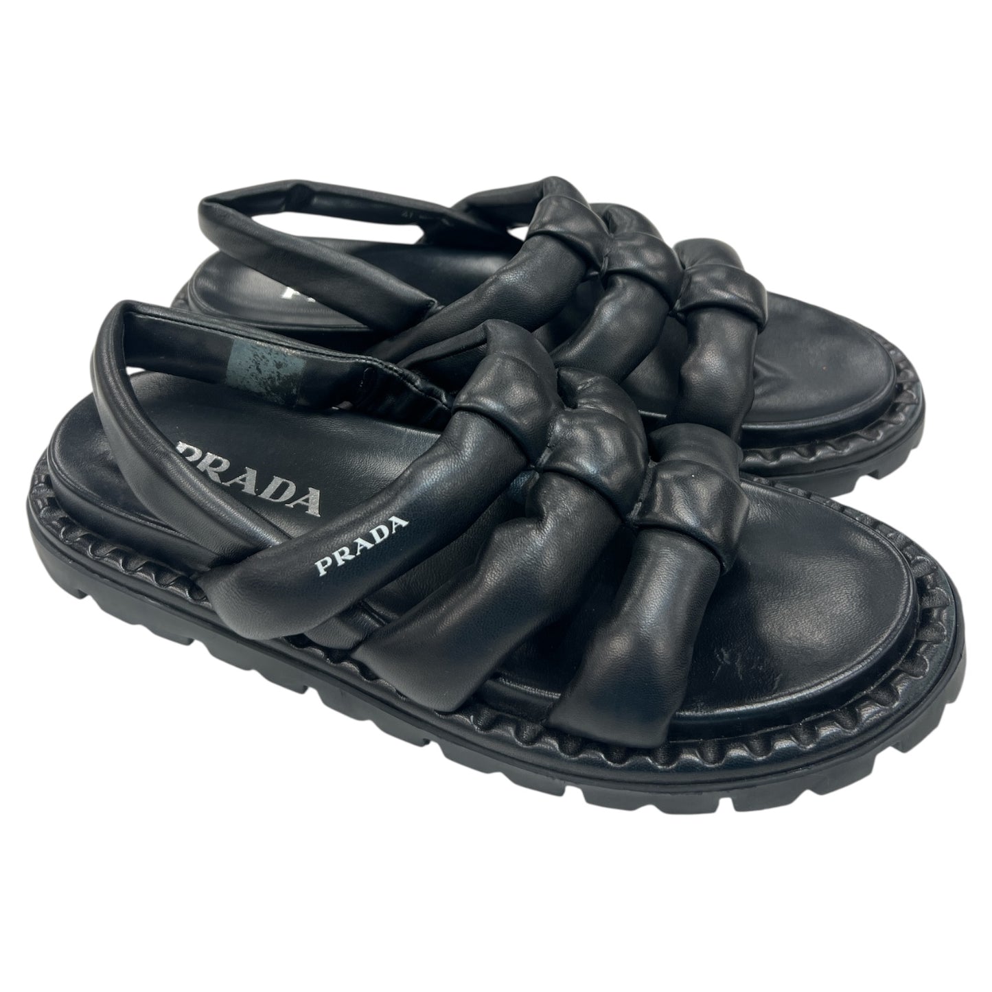 Sandals Luxury Designer By Prada In Black, Size:11