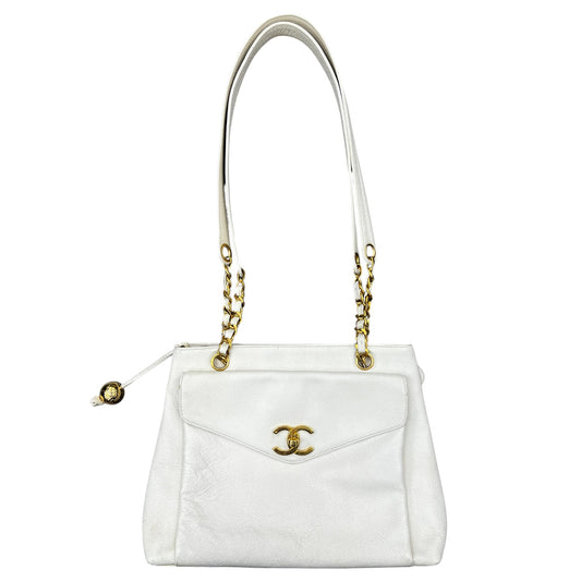 Handbag Luxury Designer By Chanel In White, Size:Medium