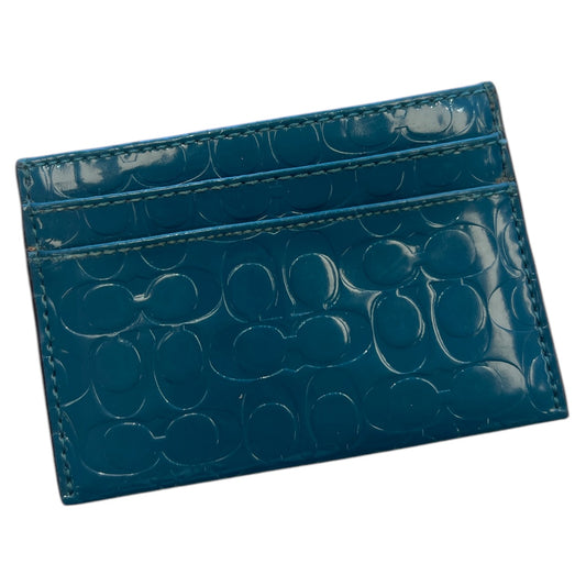 Coin Purse Designer By Coach In Teal, Size:Small