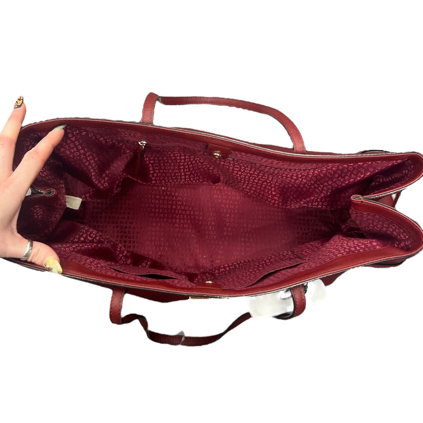 Handbag Designer By Kate Spade In Maroon, Size:Large