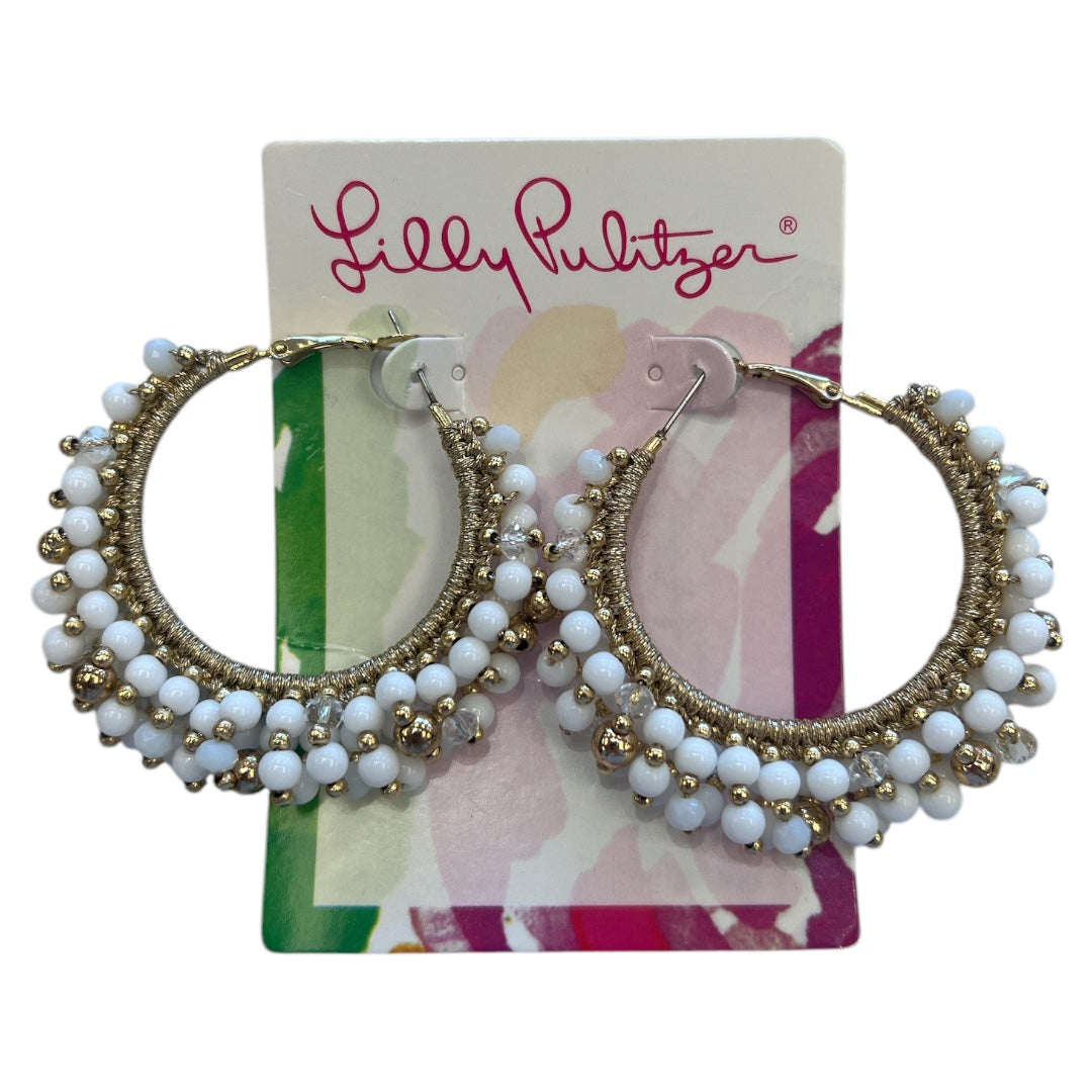 Earrings Designer By Lilly Pulitzer In Gold & White