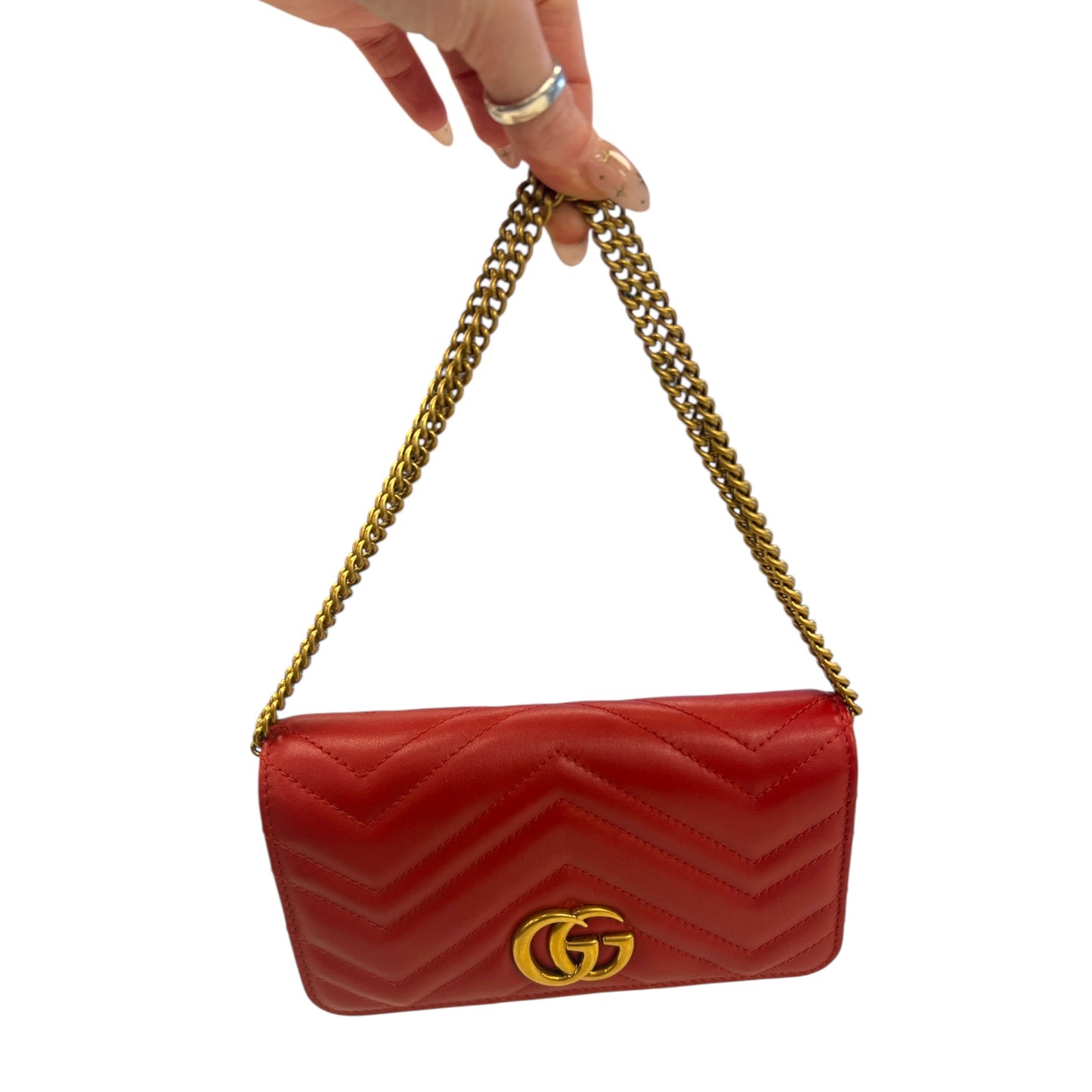 Crossbody Luxury Designer By Gucci In Red, Size:Small