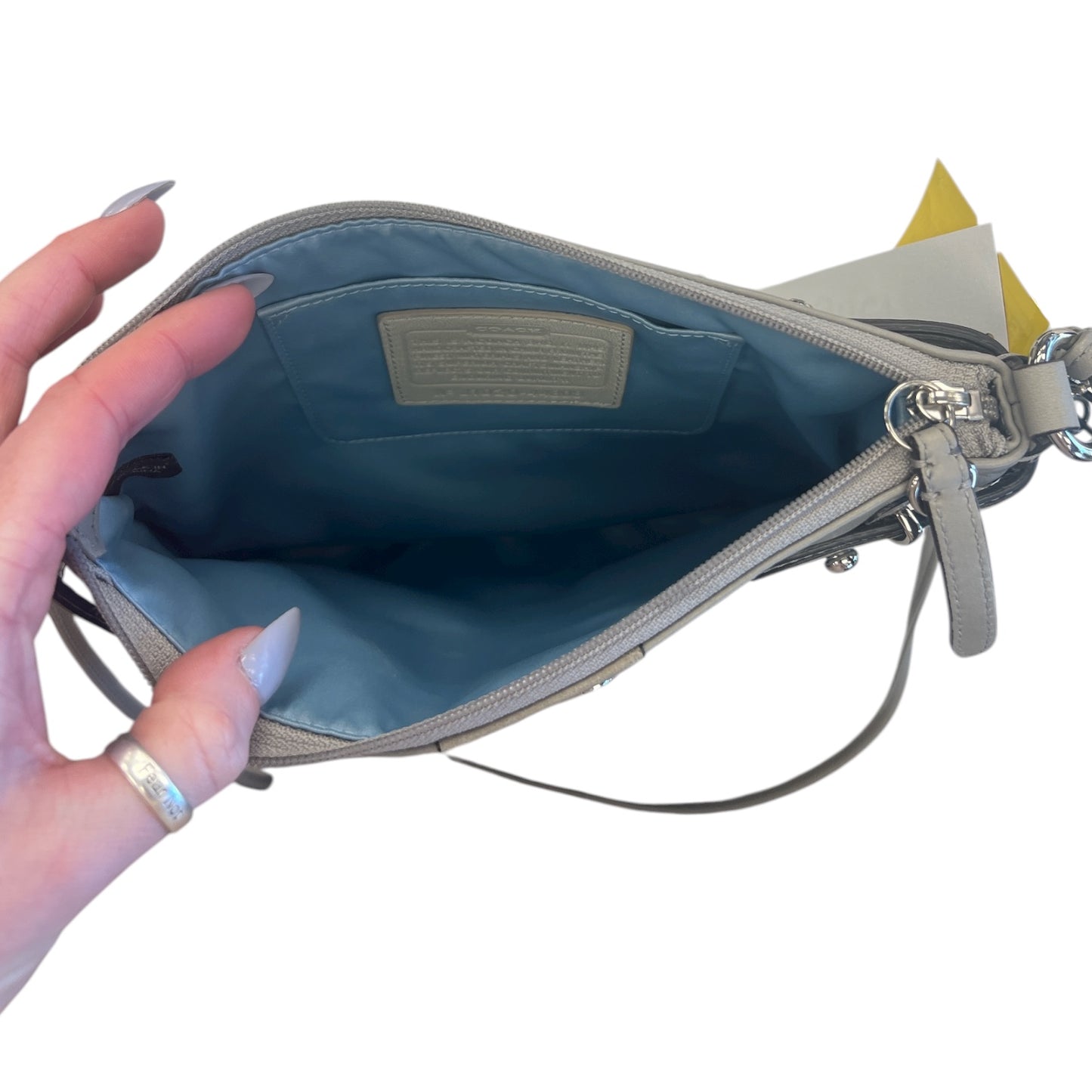 Crossbody Designer By Coach In Grey, Size:Small