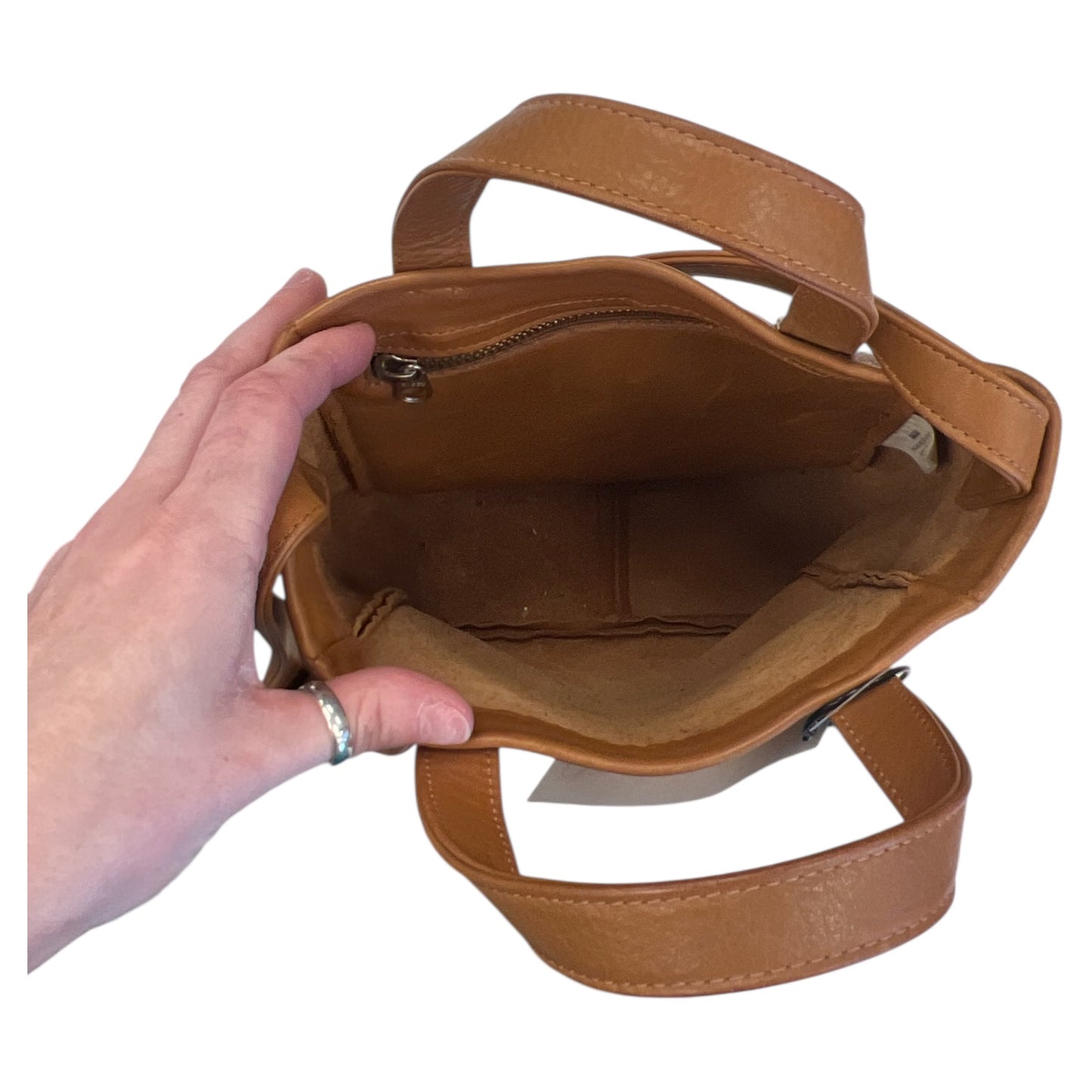 Crossbody Leather By Baggu In Tan, Size:Small