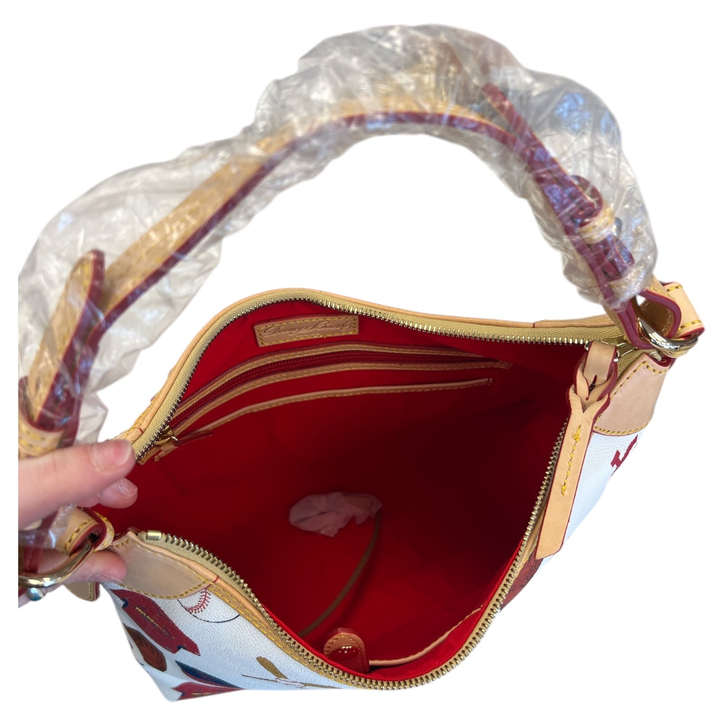 Handbag Designer By Dooney And Bourke In Red & White, Size:Large