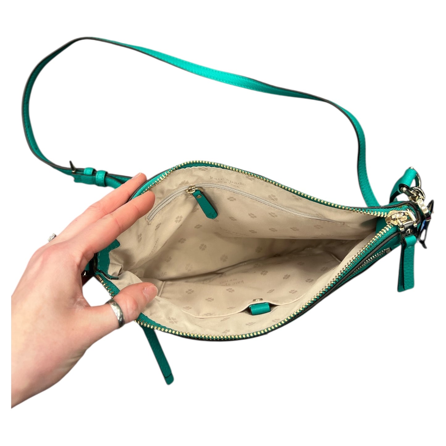 Crossbody Designer By Kate Spade In Teal, Size:Small
