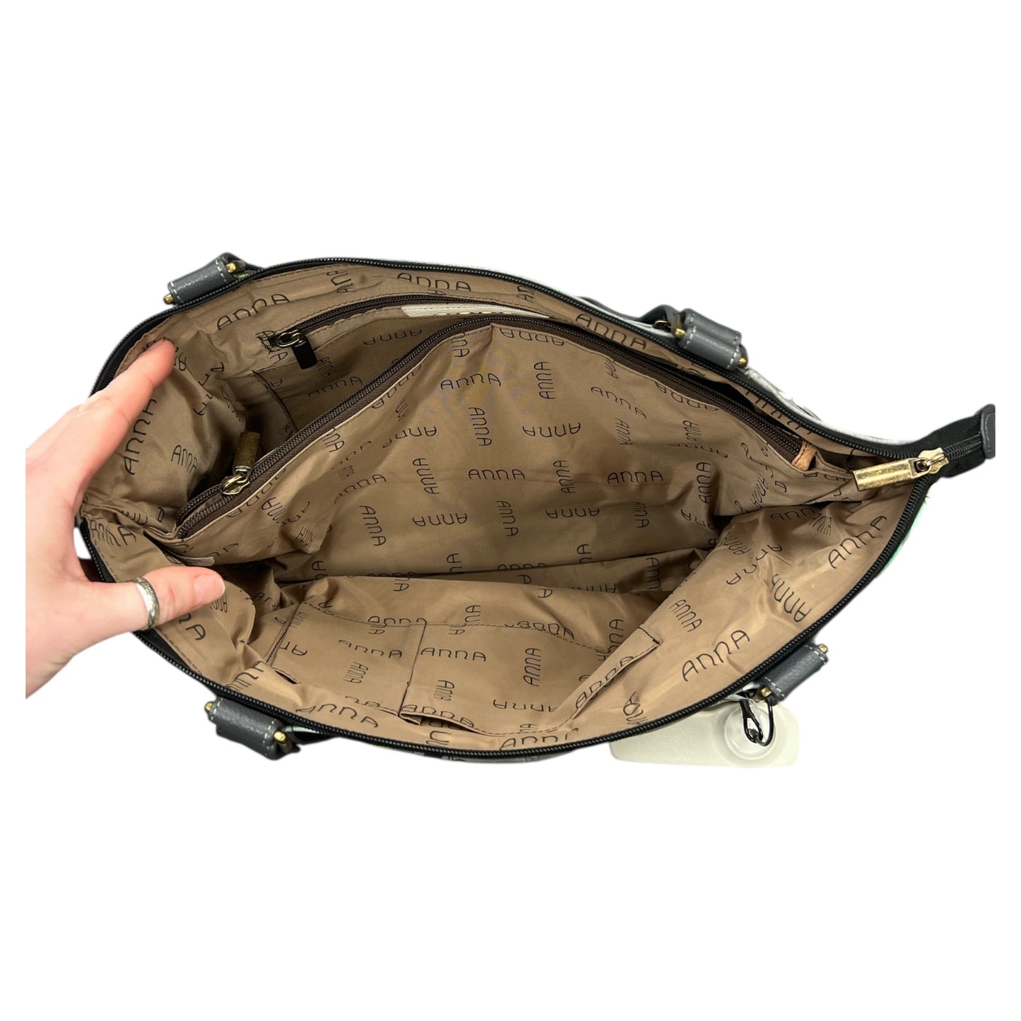 Handbag Leather By Anuschka In Grey, Size:Large