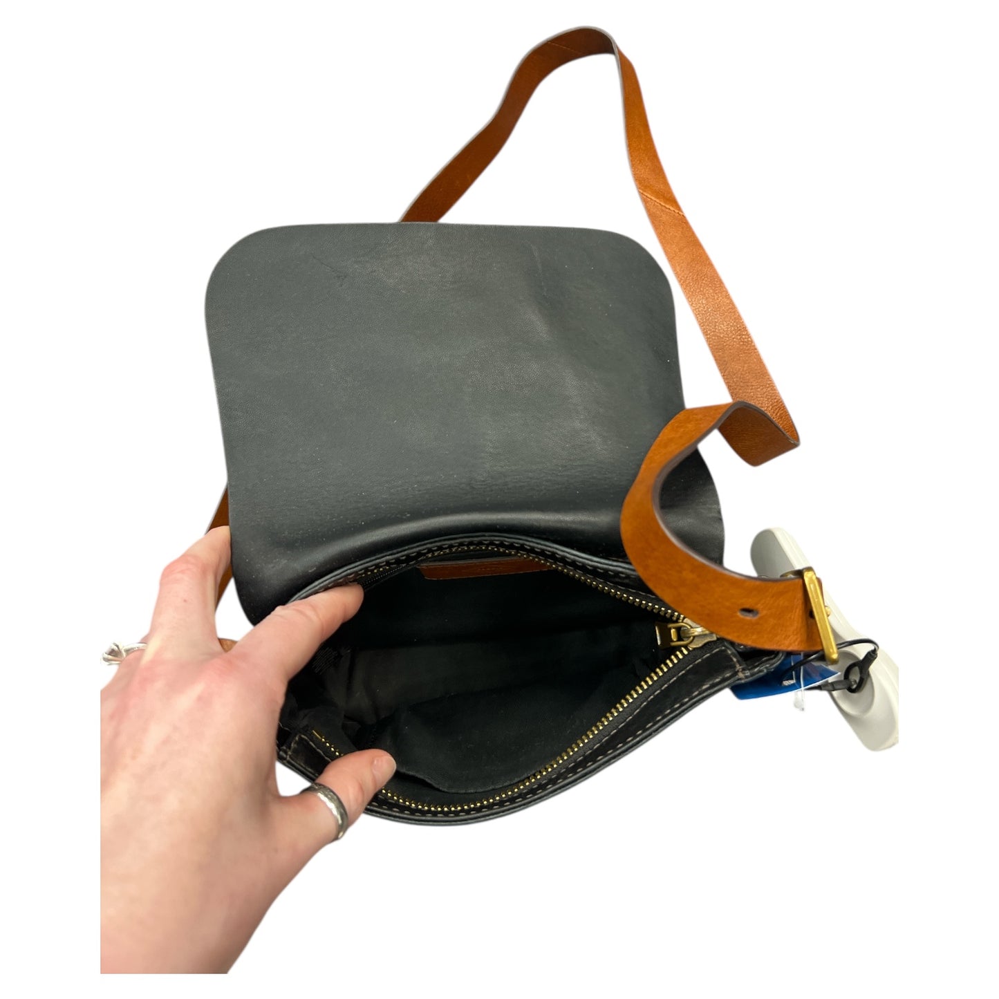 Crossbody Leather By Fossil In Black, Size:Small