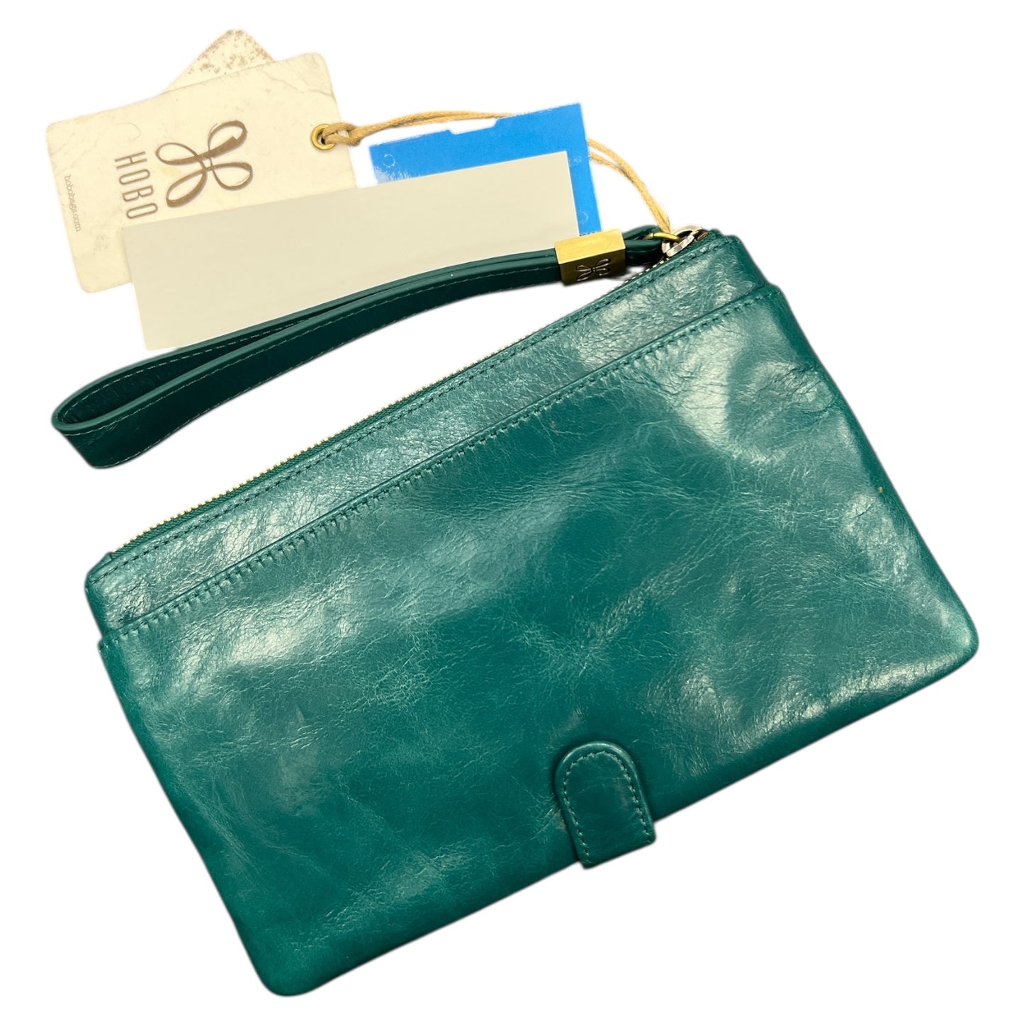 Wristlet Leather By Hobo Intl In Green, Size:Medium