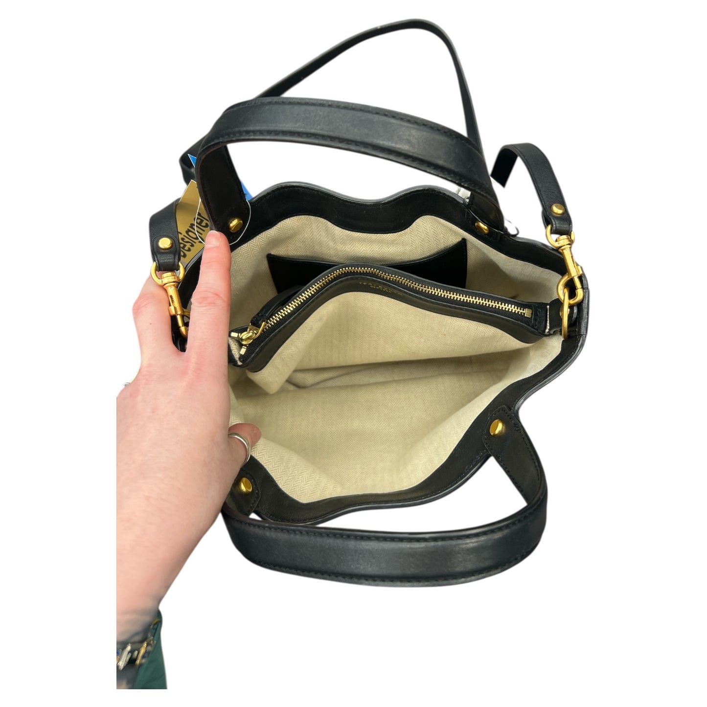 Handbag Designer By Tory Burch In Black, Size:Medium