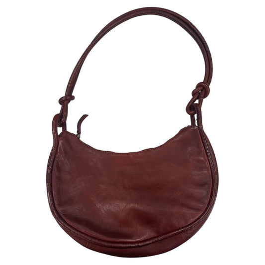 Handbag Leather By Clothes Mentor In Maroon, Size:Medium