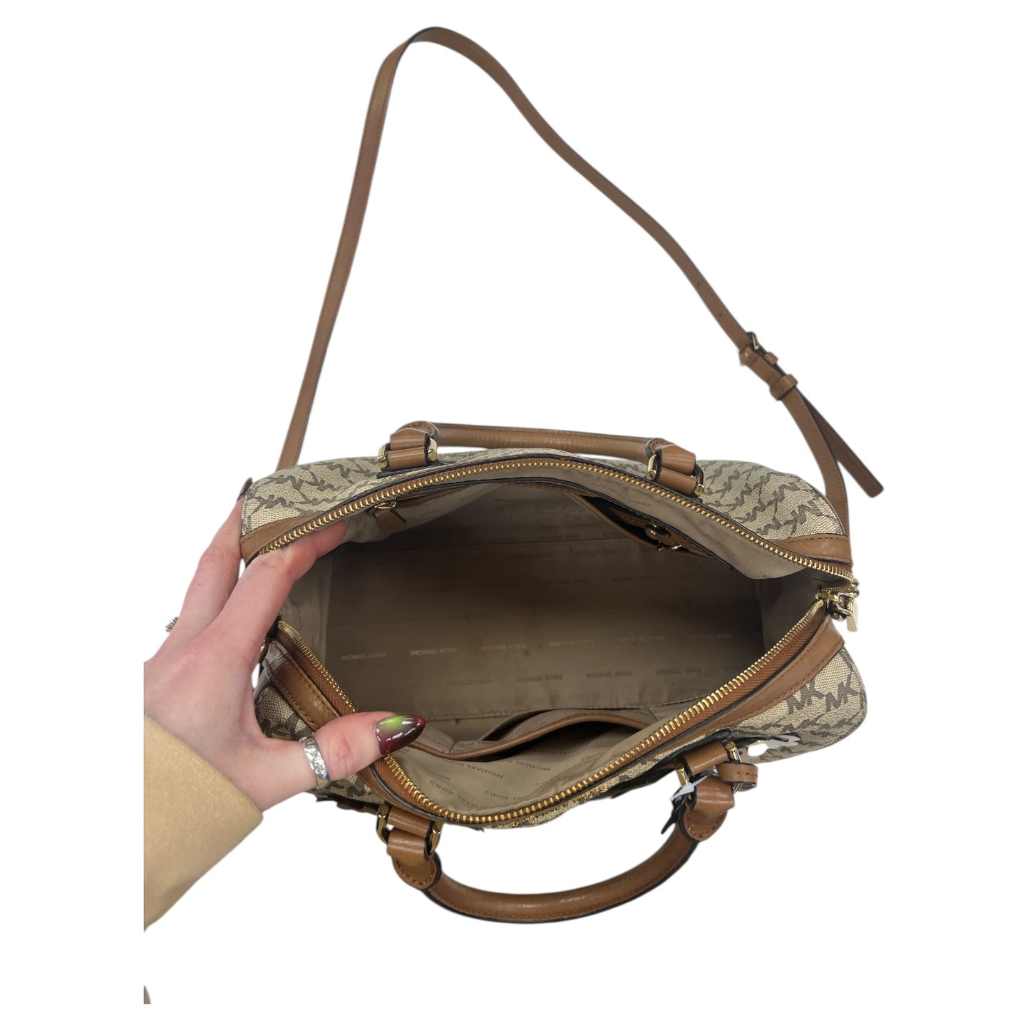 Handbag Designer By Michael Kors In Brown, Size:Large