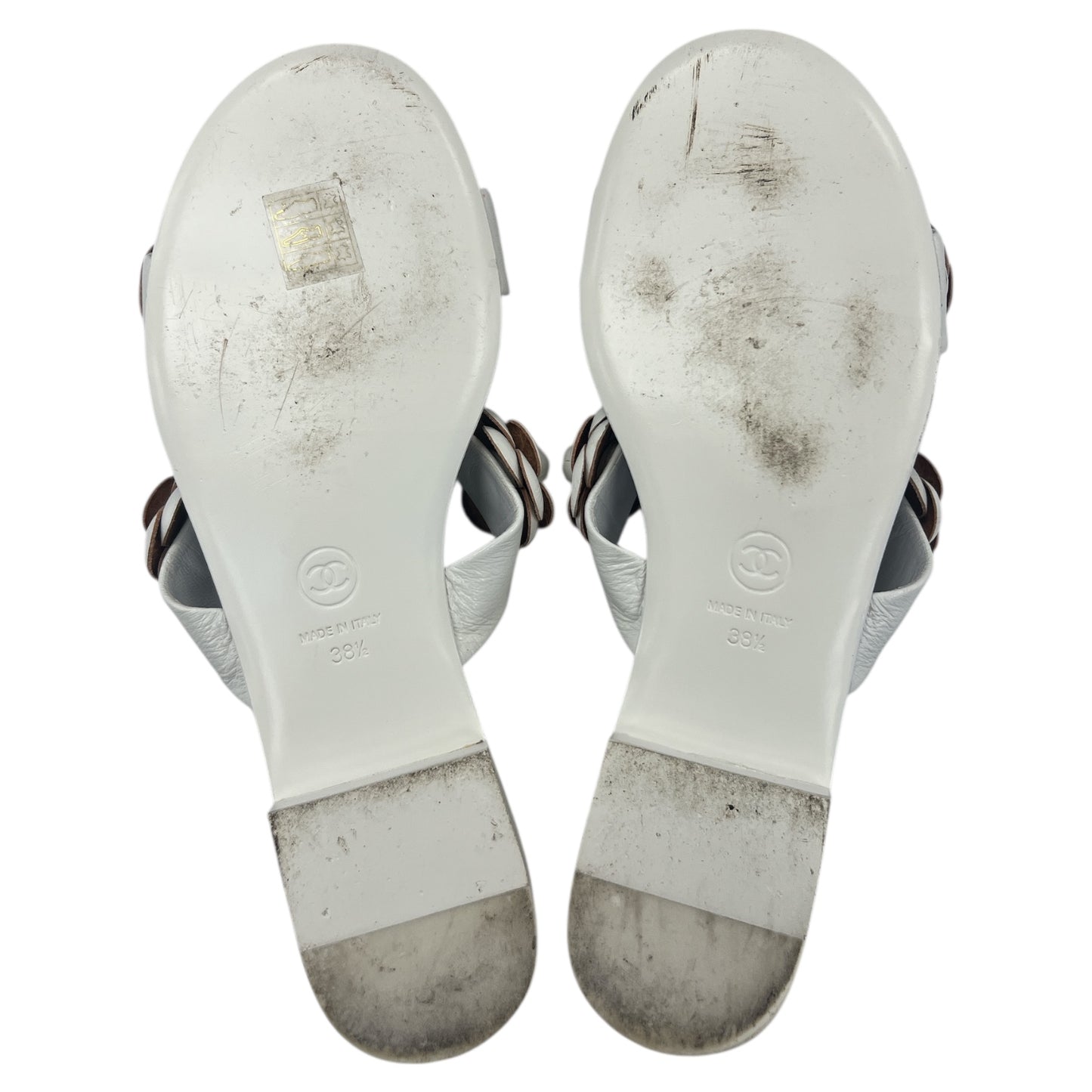 Sandals Luxury Designer By Chanel In White, Size:8.5