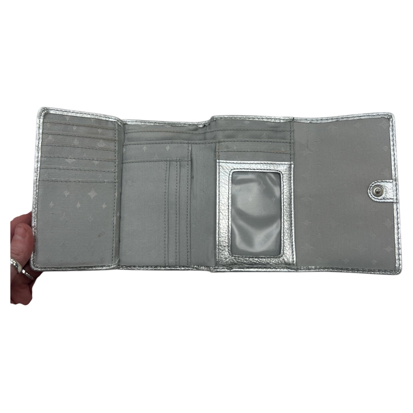 Wallet Leather By Fossil In Silver, Size:Small