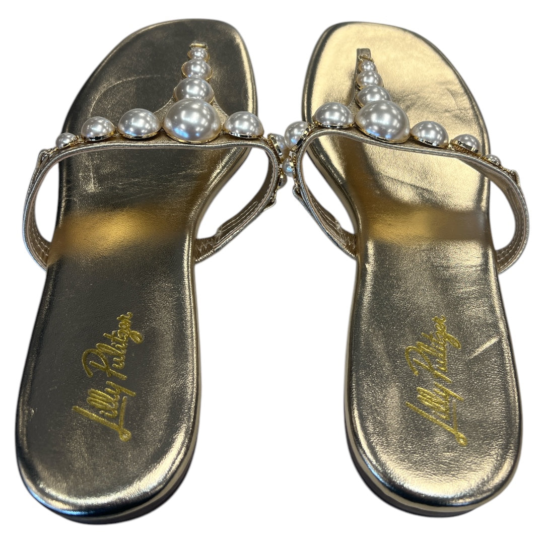 Sandals Designer By Lilly Pulitzer In Gold, Size:9.5