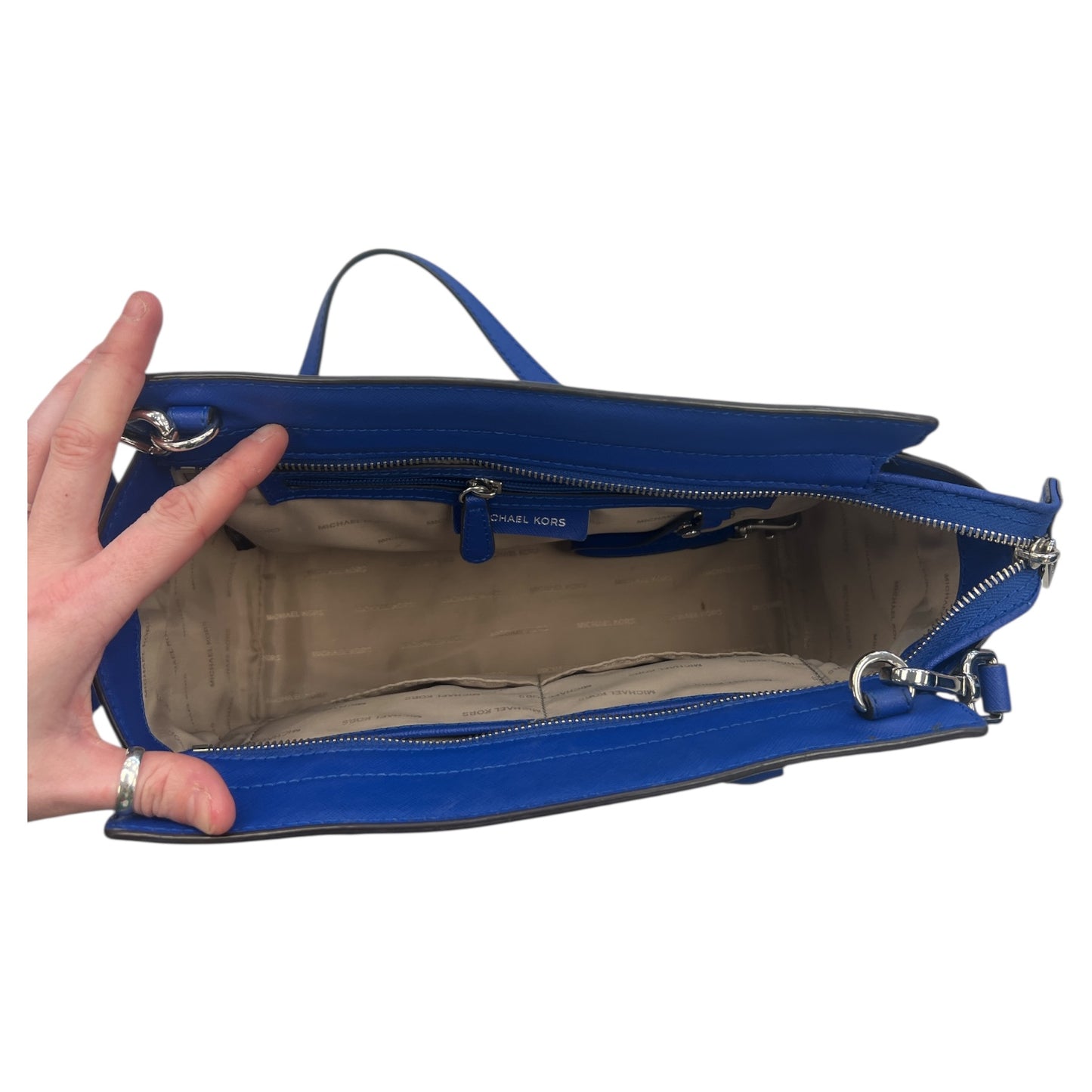 Handbag Designer By Michael Kors In Blue, Size:Medium