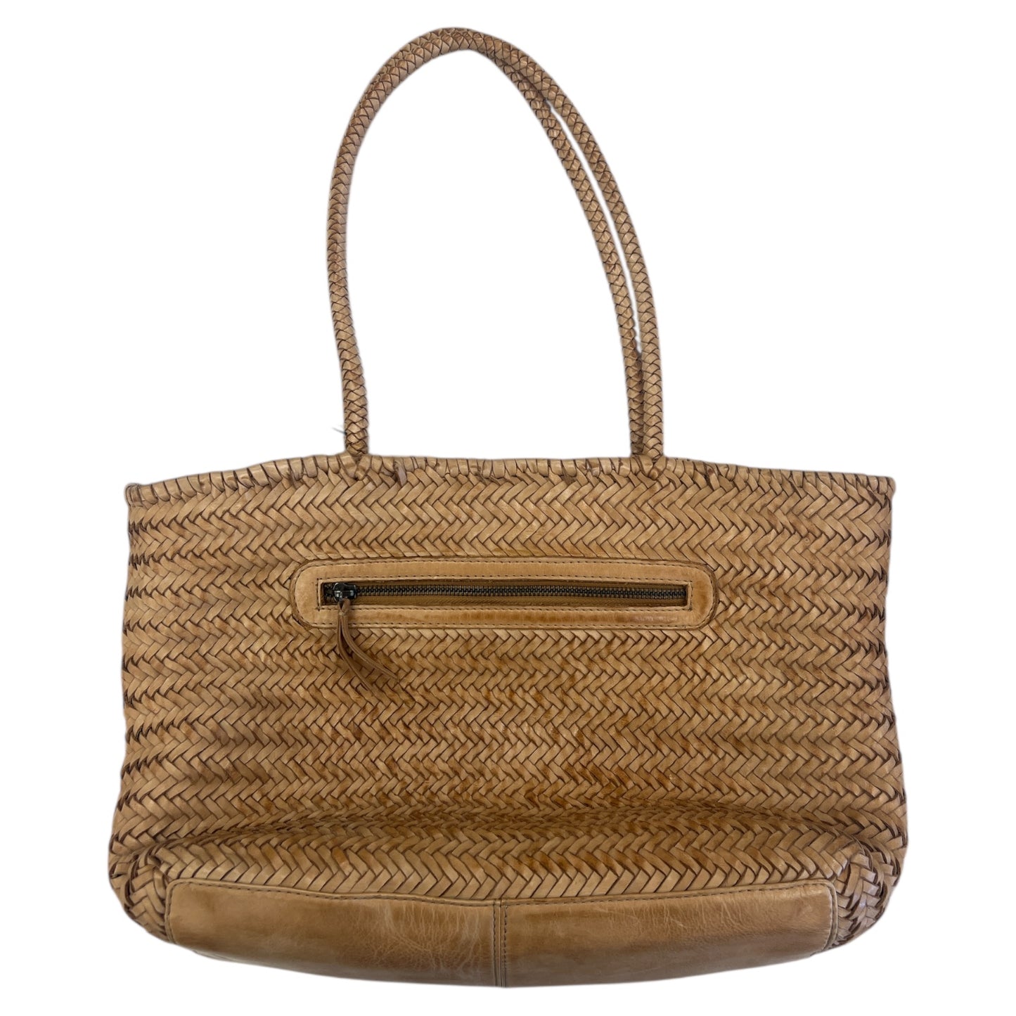 Handbag Leather By Clothes Mentor In Tan, Size:Large