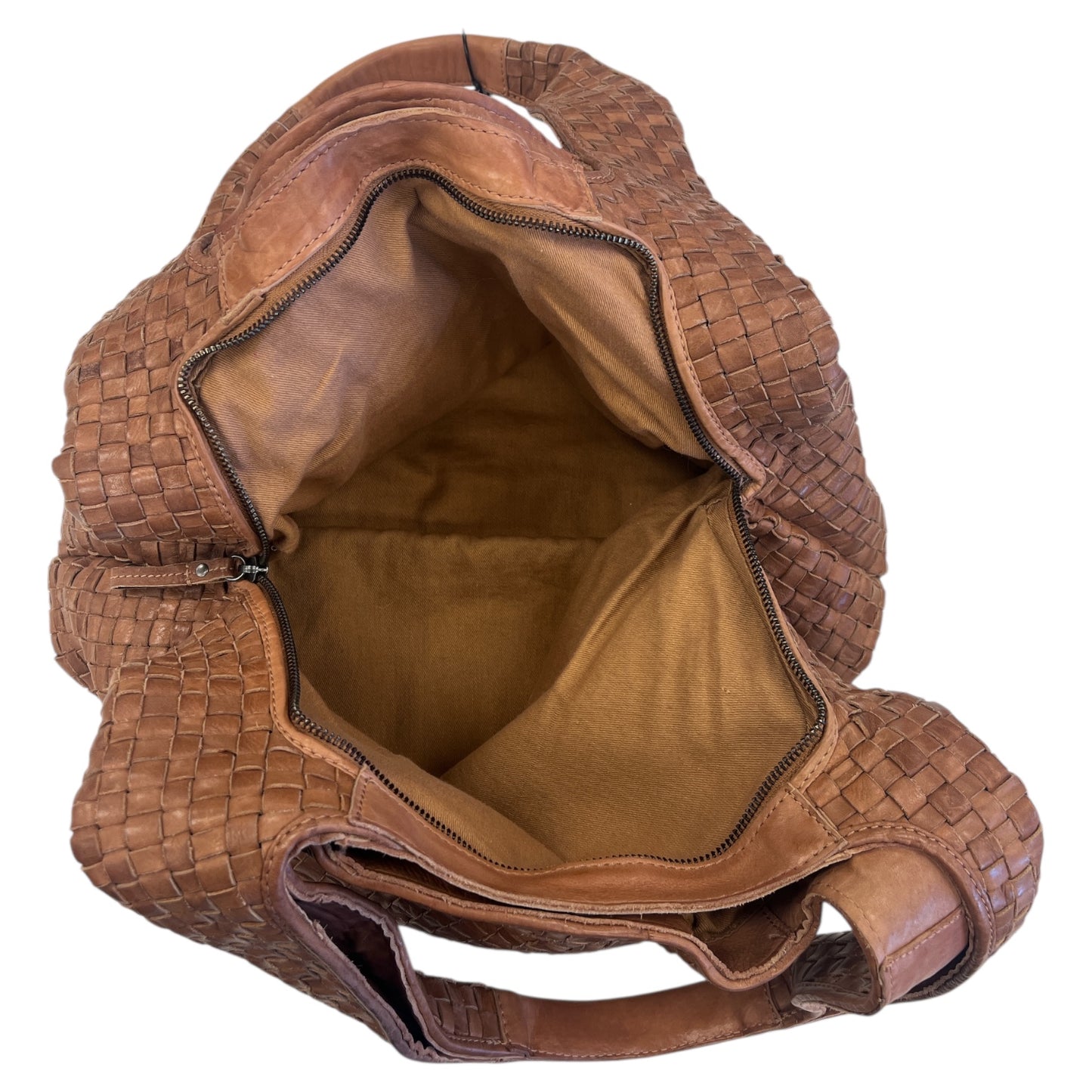 Handbag Leather By Clothes Mentor In Brown, Size:Large