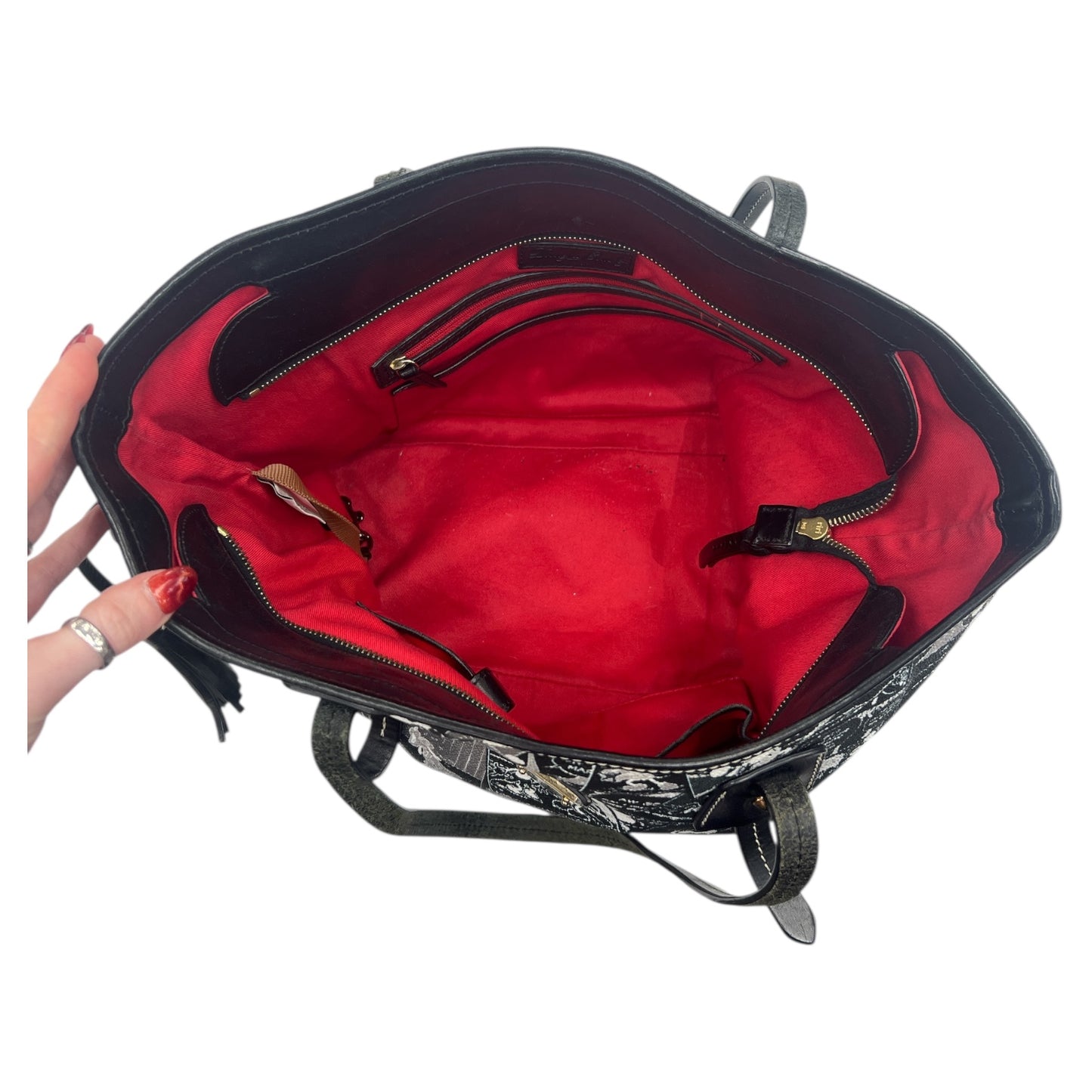 Handbag Designer By Dooney And Bourke In Black & White, Size:Medium