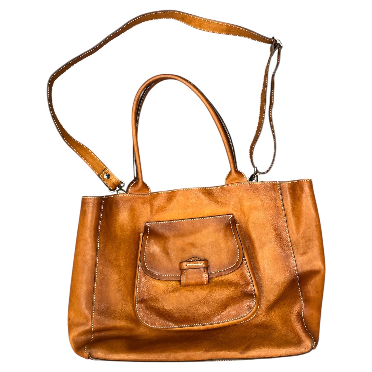 Handbag Leather By Cmb In Brown, Size:Large