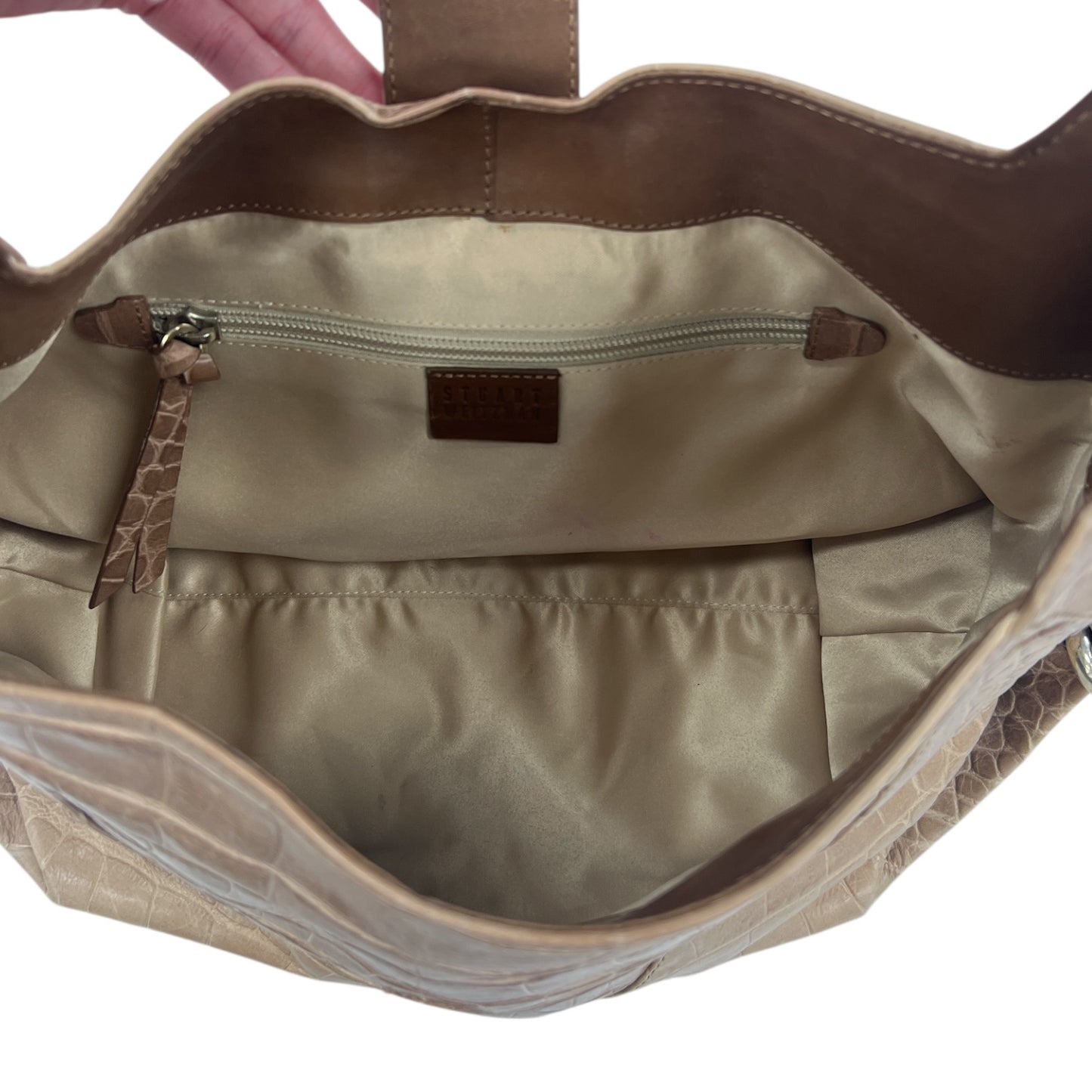 Handbag Designer By Stuart Weitzman In Tan, Size:Medium