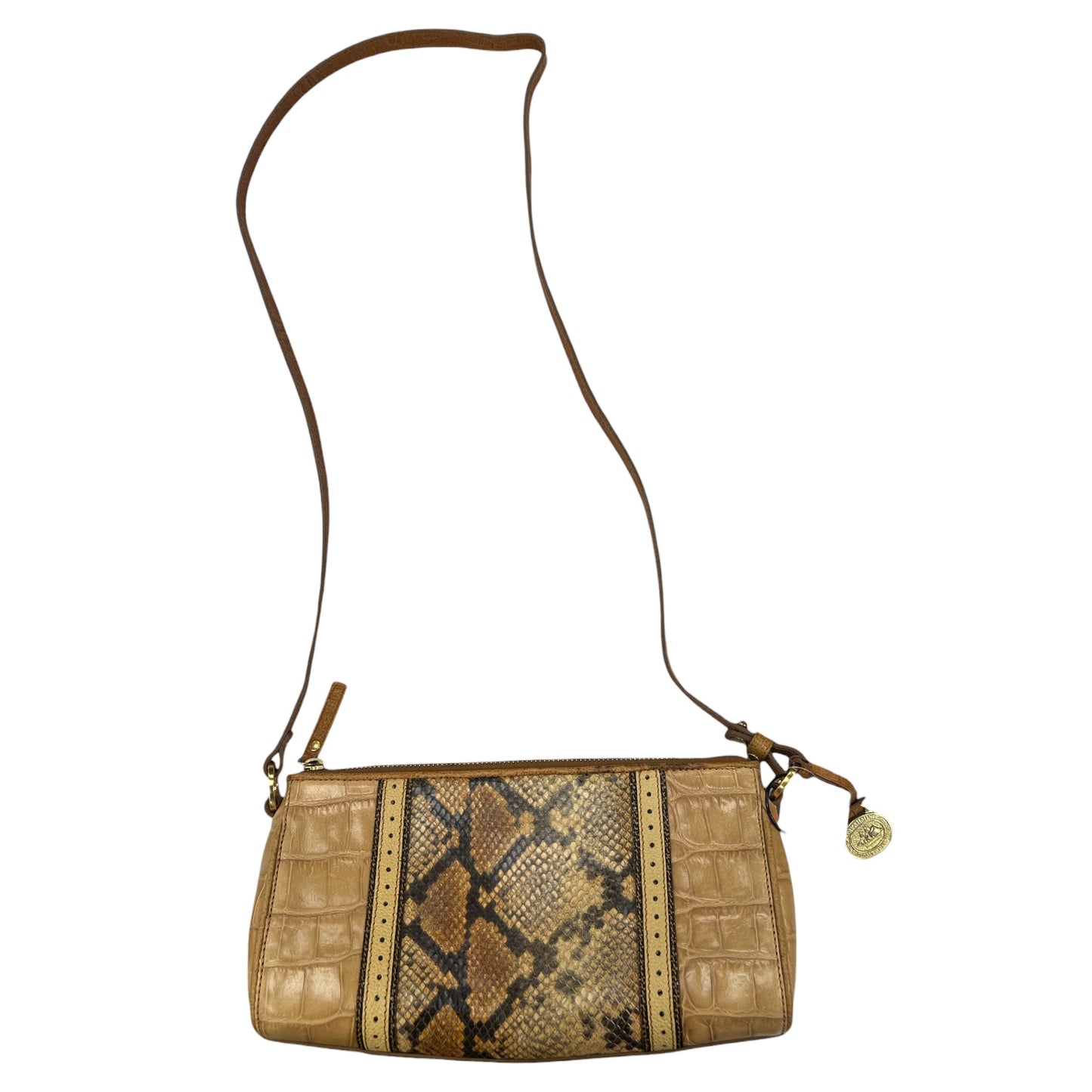 Crossbody Designer By Brahmin In Tan, Size:Small
