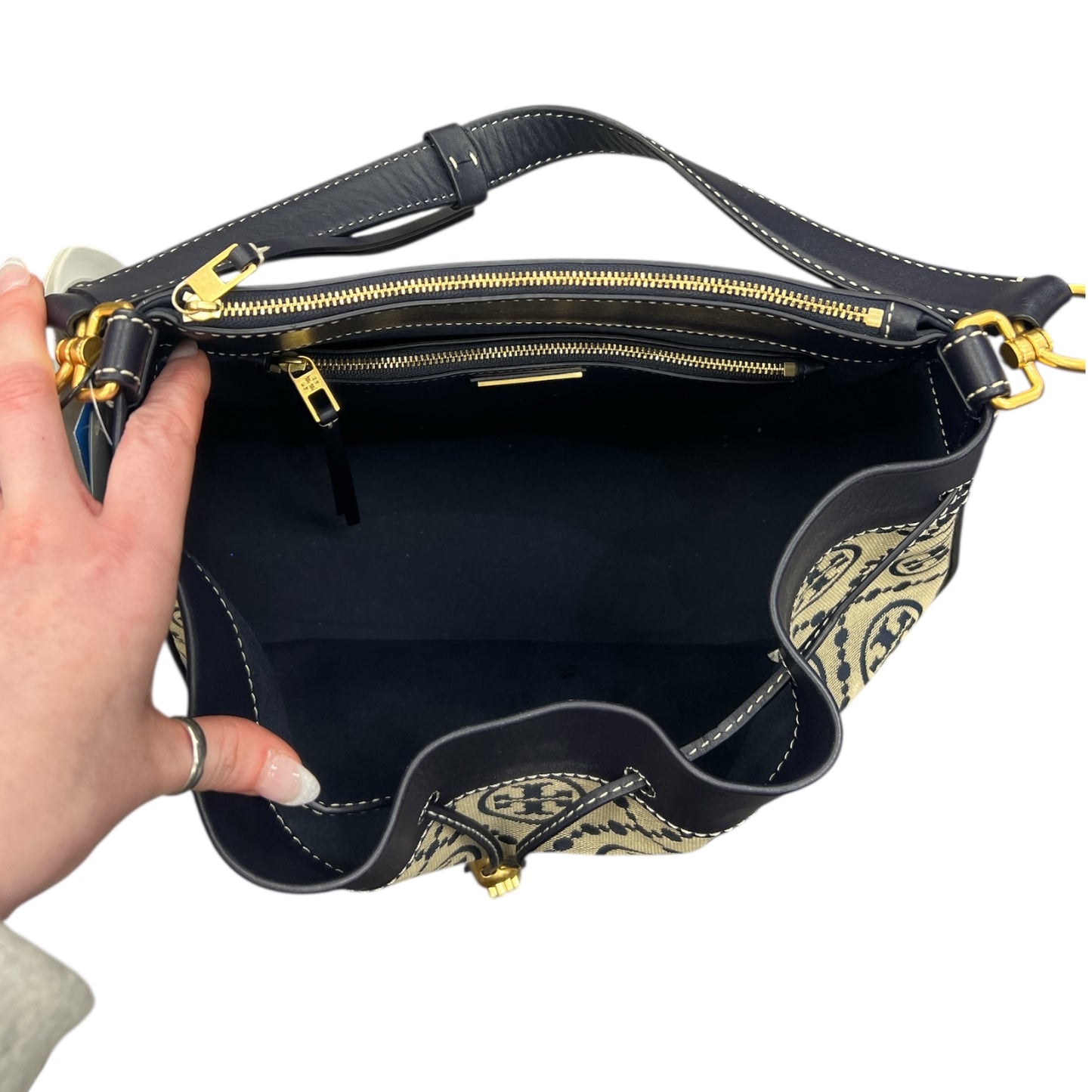 Handbag Designer By Tory Burch In Blue, Size:Large