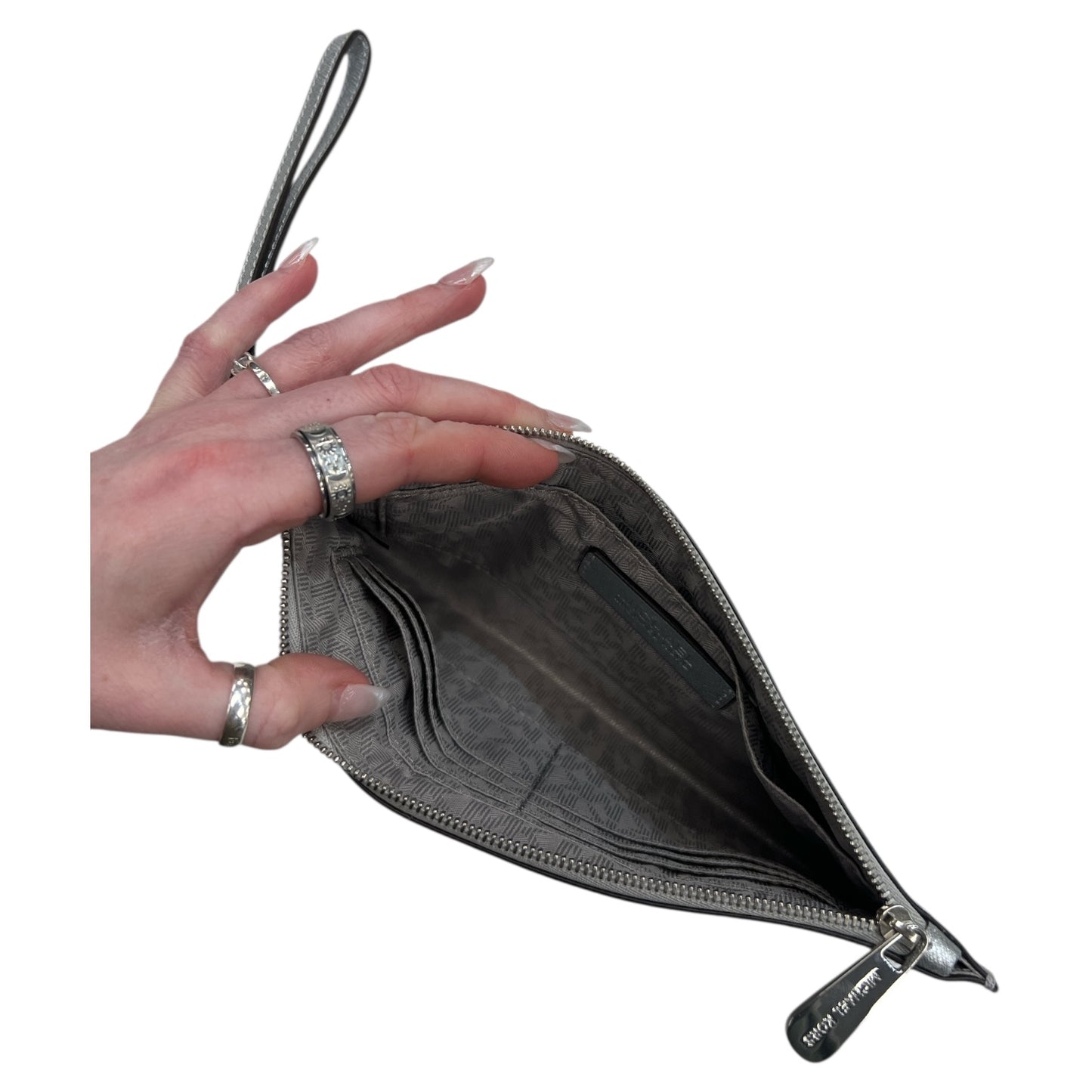 Wristlet Designer By Michael Kors In Silver, Size:Medium