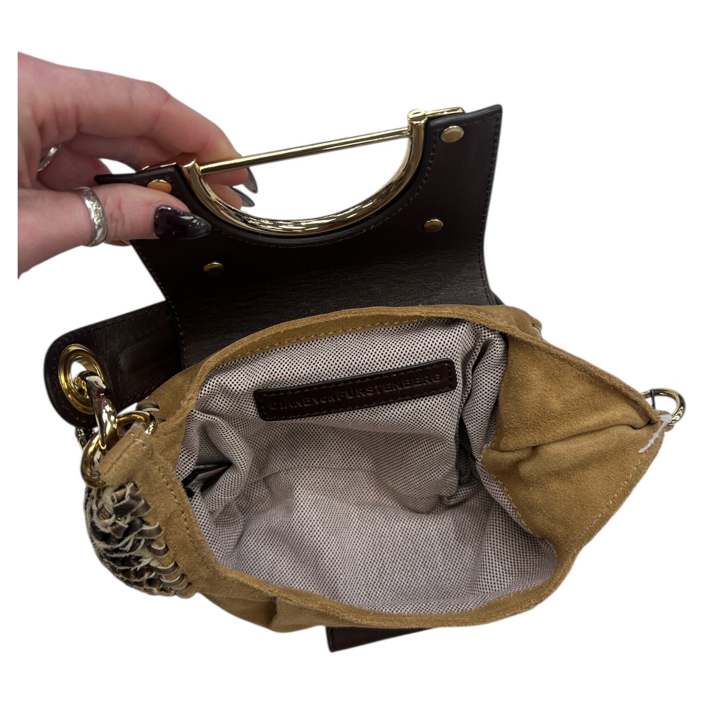 Handbag Designer By Diane Von Furstenberg In Brown, Size:Small